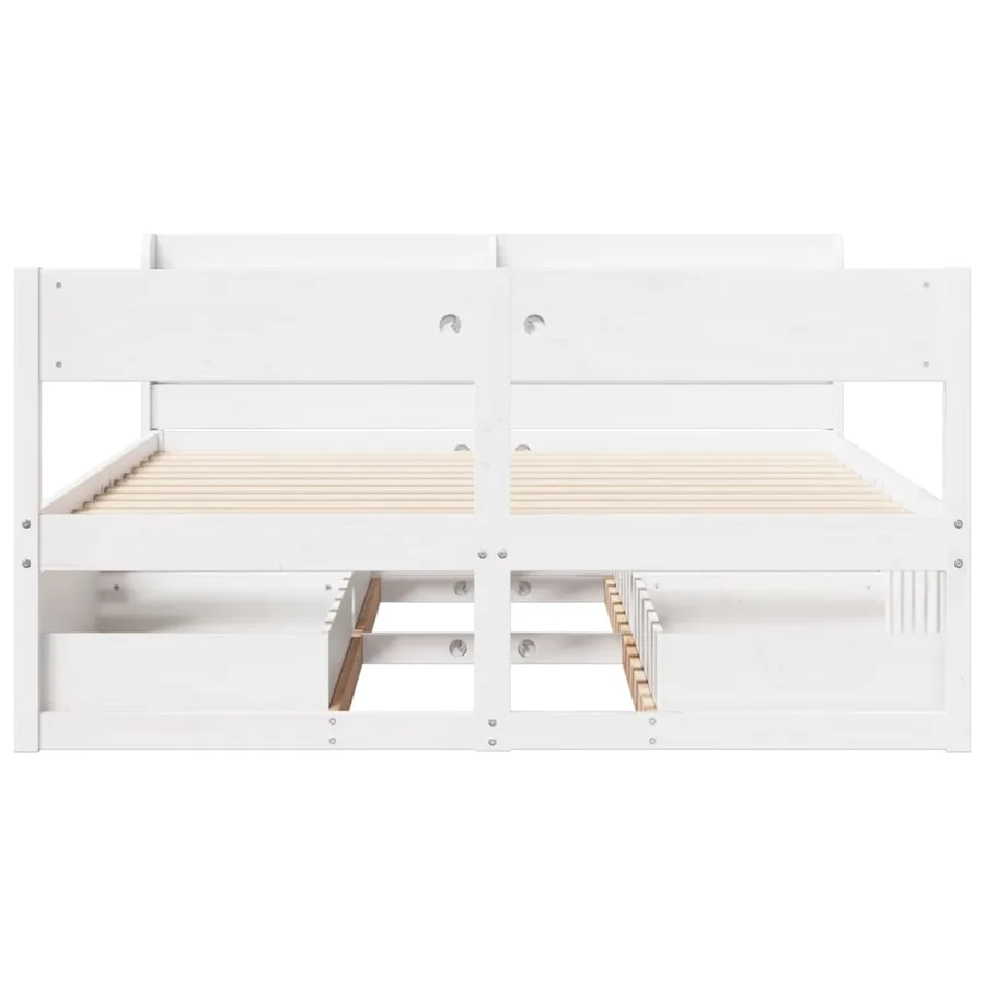 Cadre de lit sans matelas blanc 135x190 cm bois de pin massif - 4