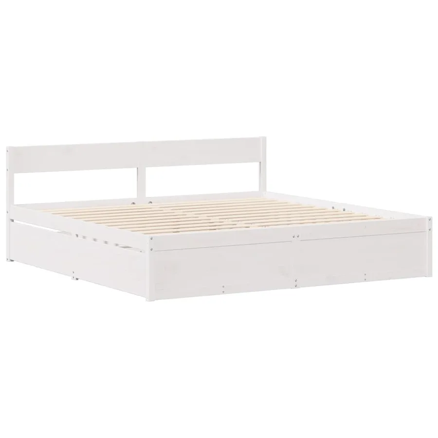 Cadre de lit sans matelas blanc 135x190 cm bois de pin massif - 5
