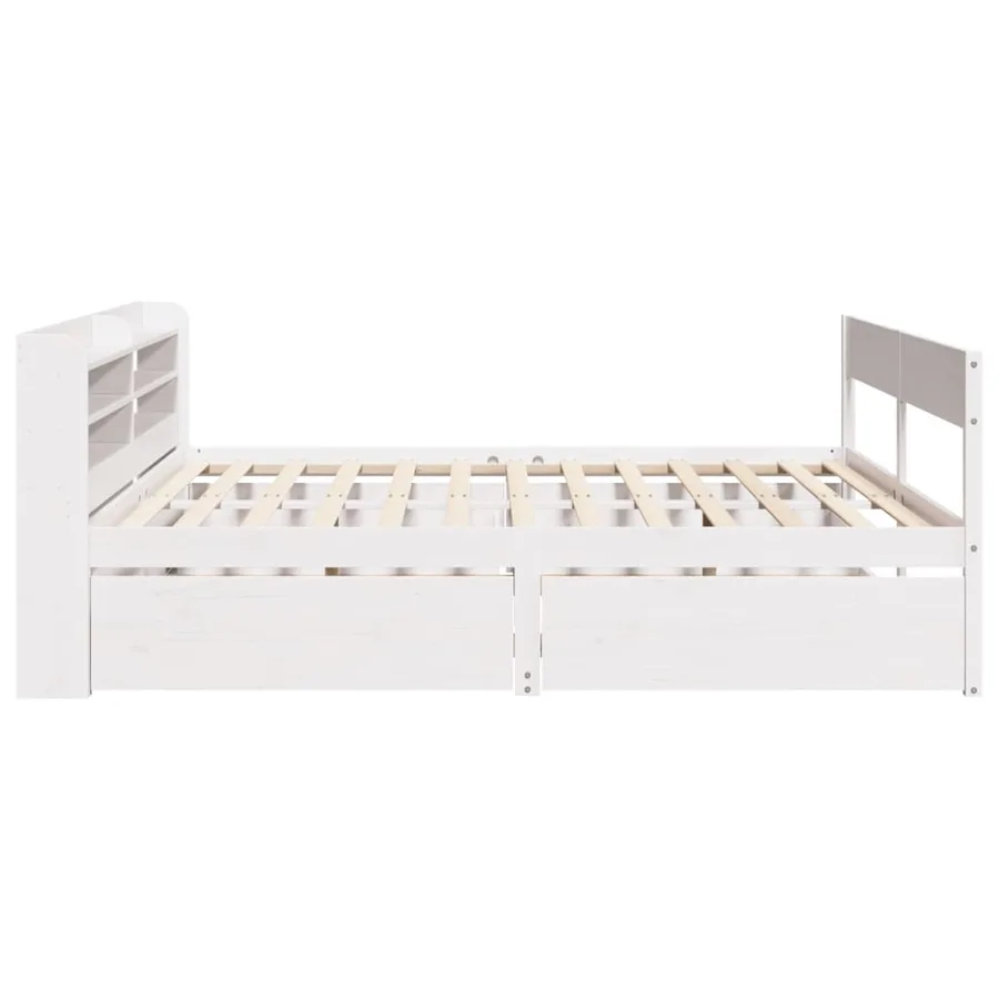 Cadre de lit sans matelas blanc 135x190 cm bois de pin massif - 7