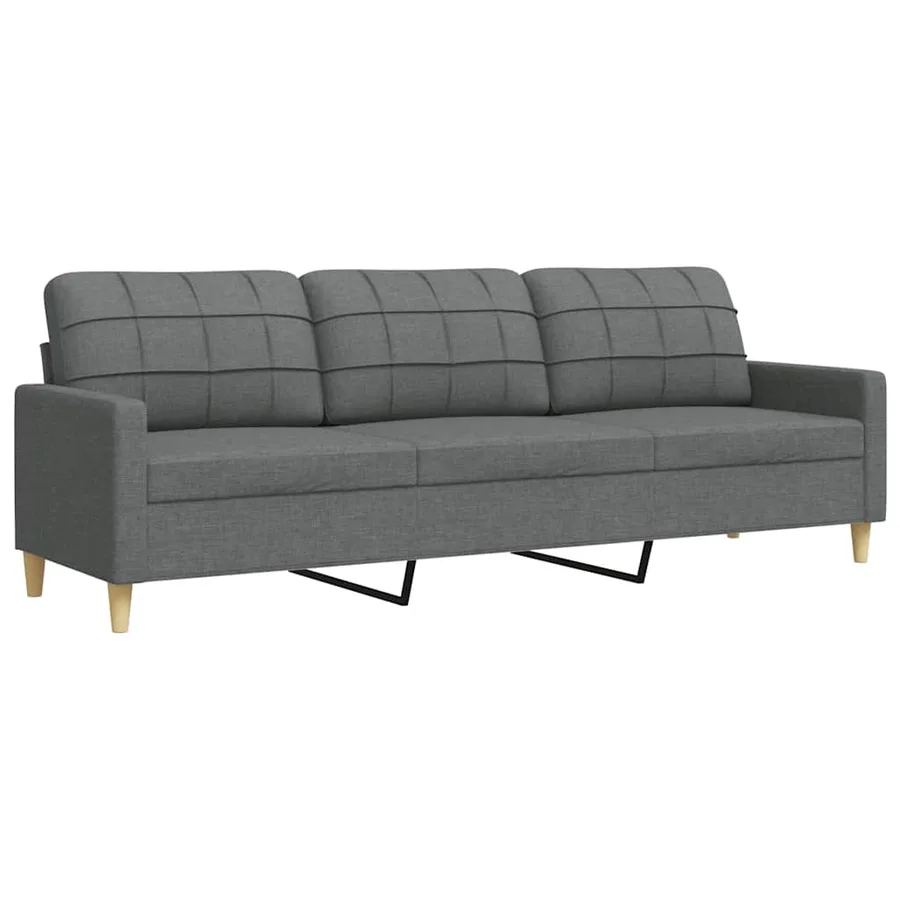 Canapé à 3 places Gris foncé 210 cm Tissu - 2