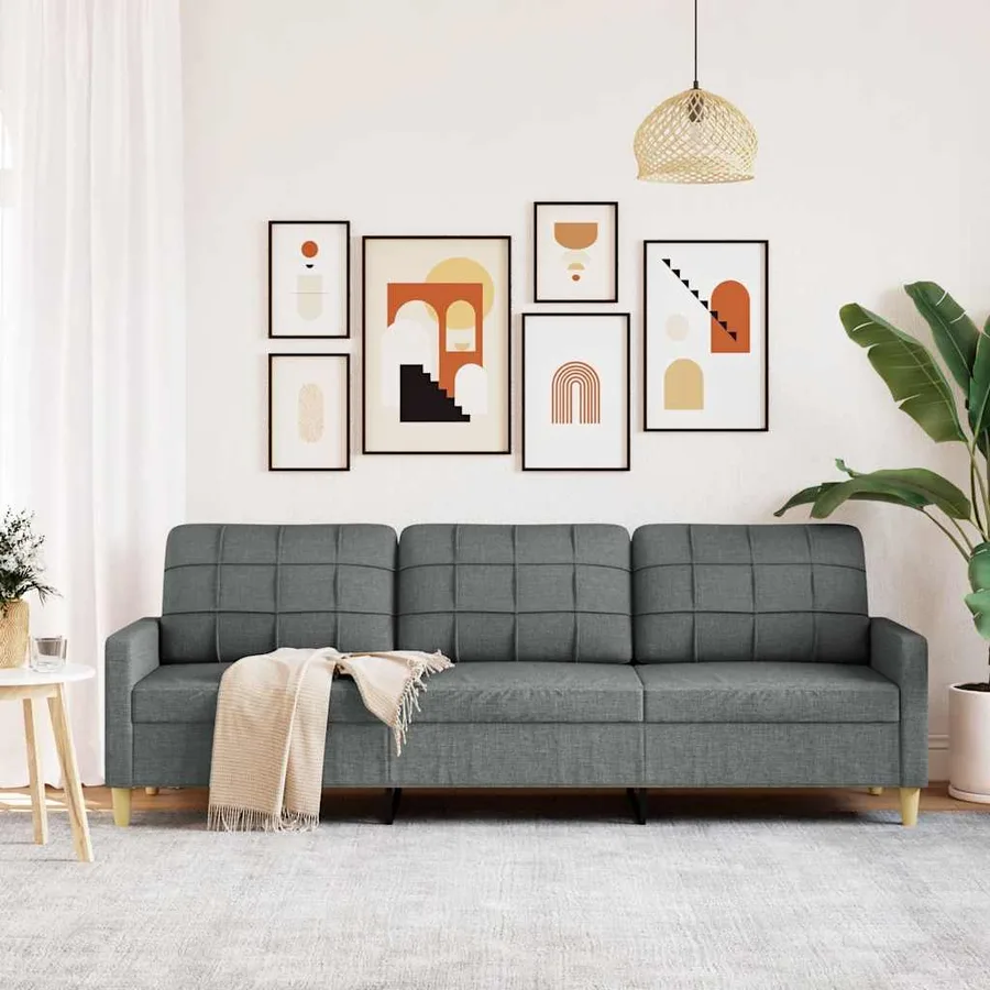Canapé à 3 places Gris foncé 210 cm Tissu - 3