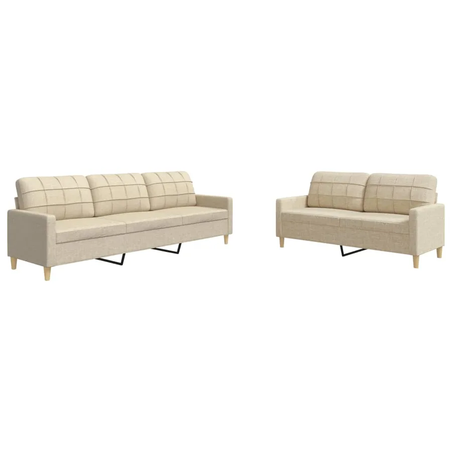 Ensemble de canapés 2 pcs crème tissu - 2