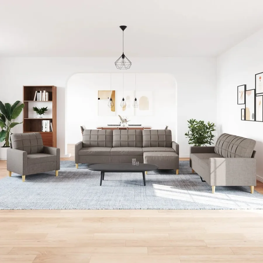Ensemble de canapés 4 pcs avec repose-pied taupe tissu - 3