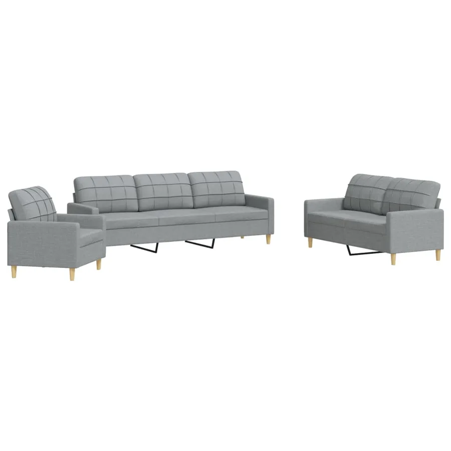 Ensemble de canapés 3 pcs gris clair tissu - 2