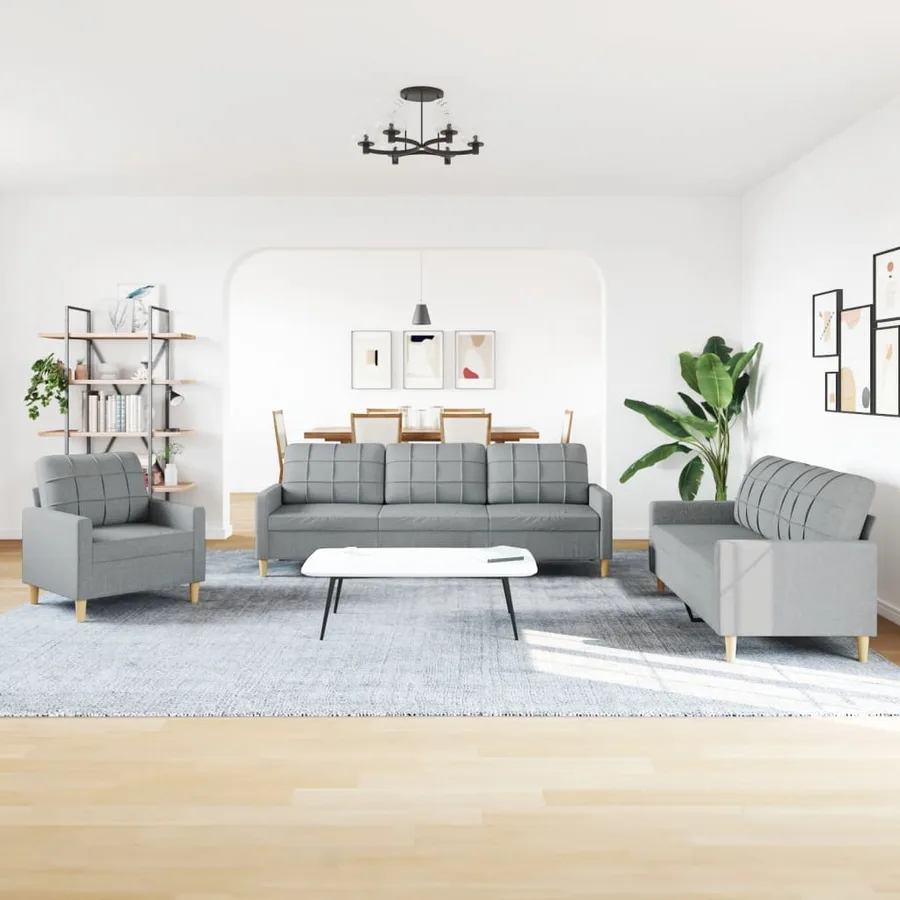 Ensemble de canapés 3 pcs gris clair tissu - 3