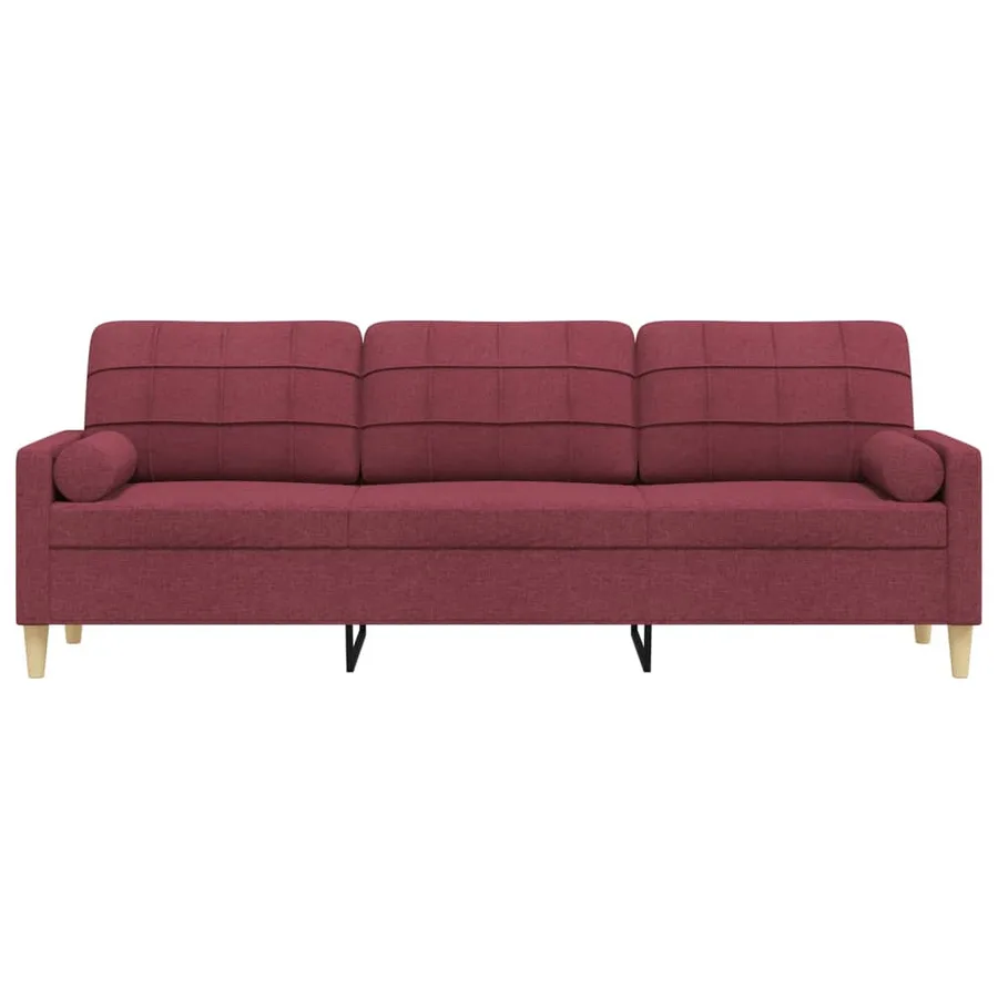 Canapé 3 places avec oreillers décoratifs bordeaux 210 cm tissu - 3