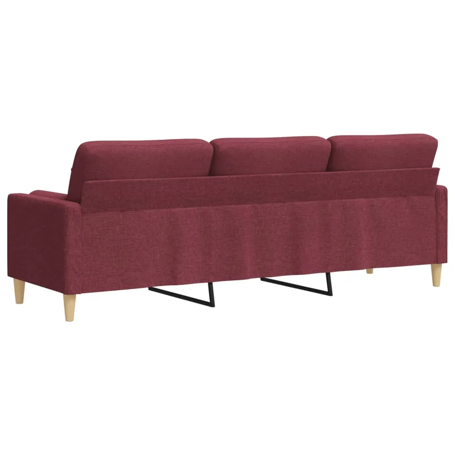 Canapé 3 places avec oreillers décoratifs bordeaux 210 cm tissu - 5