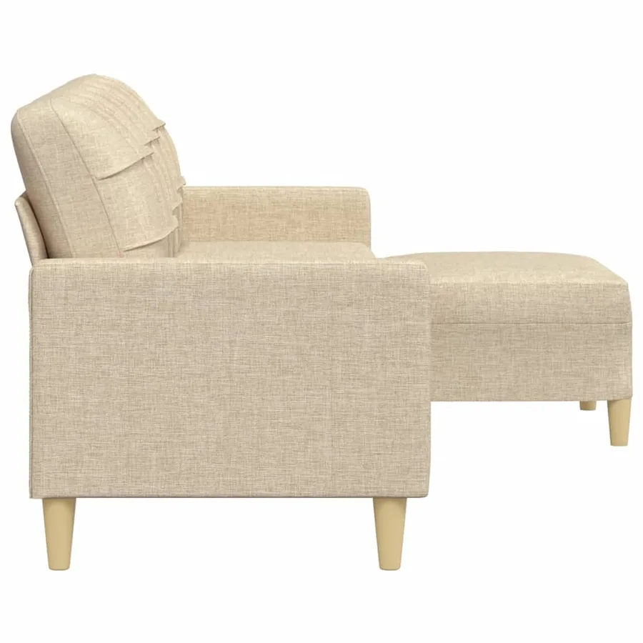Canapé à 3 places avec repose-pieds Crème 210 cm Tissu - 4