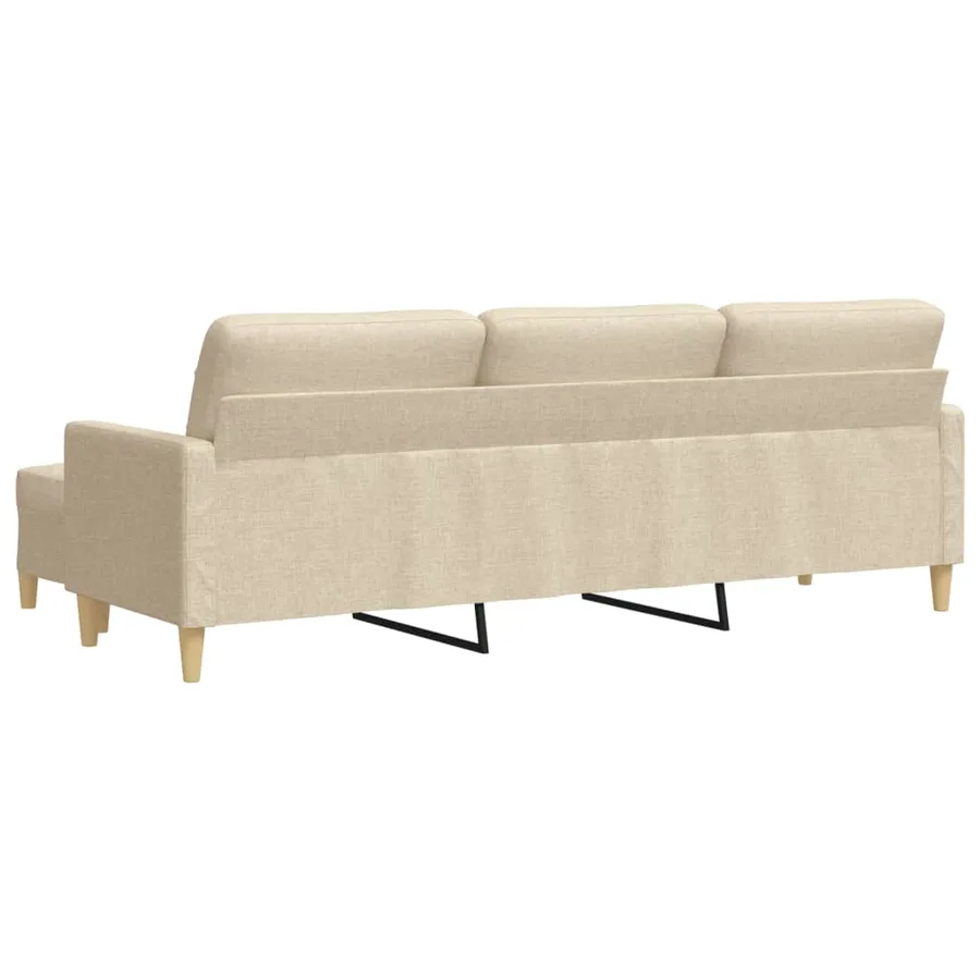 Canapé à 3 places avec repose-pieds Crème 210 cm Tissu - 5