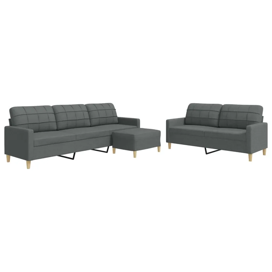 Ensemble de canapés 3 pcs avec repose-pied gris foncé tissu - 2