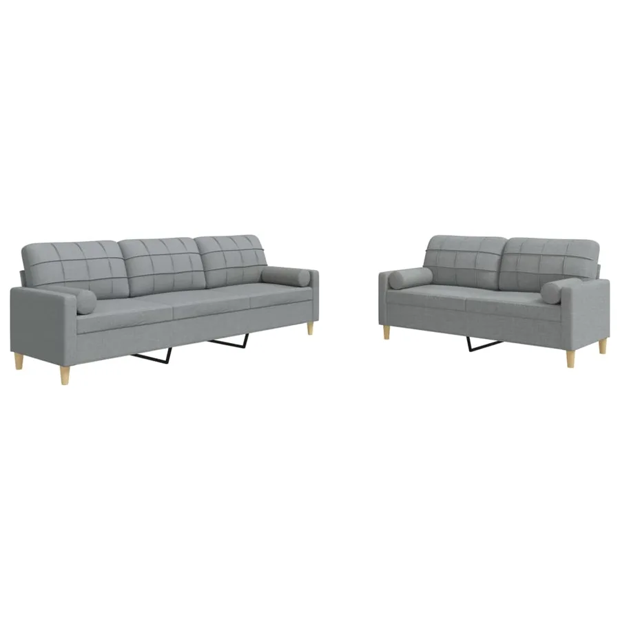 Ensemble de canapés 2 pcs coussins décoratifs gris clair tissu - 2