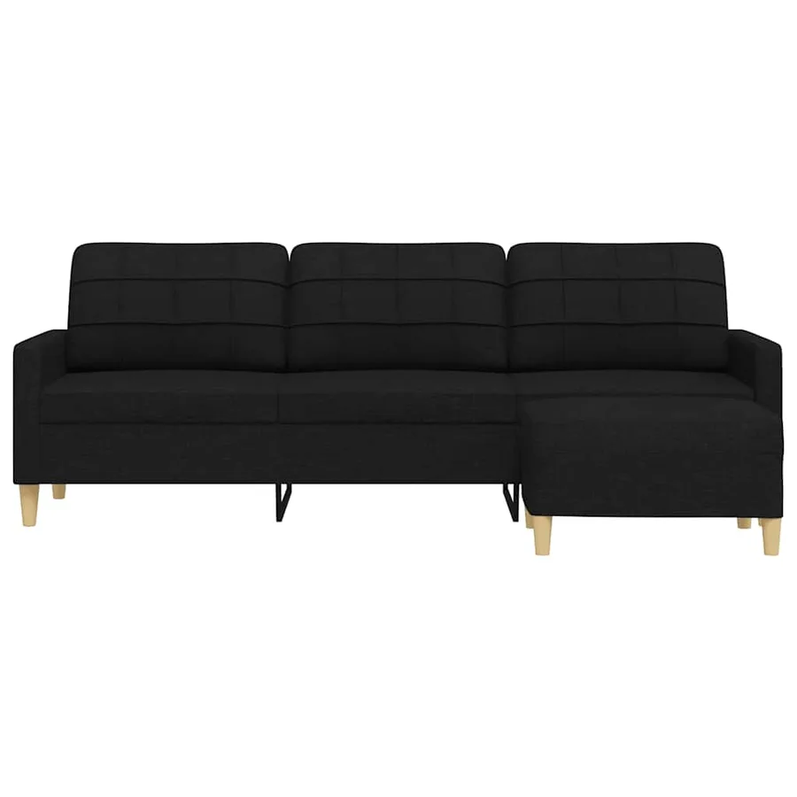 Canapé à 3 places avec repose-pieds Noir 210 cm Tissu - 3