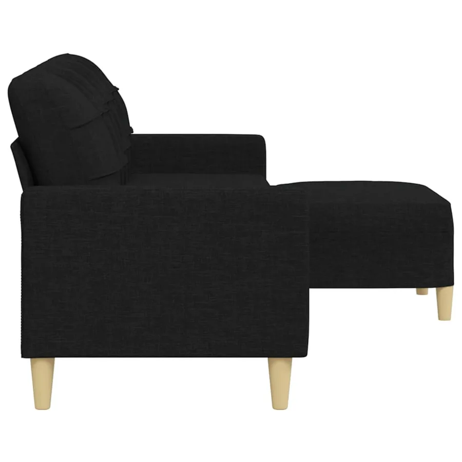 Canapé à 3 places avec repose-pieds Noir 210 cm Tissu - 4