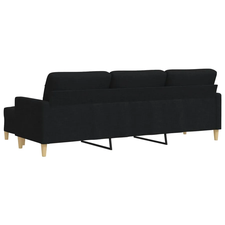 Canapé à 3 places avec repose-pieds Noir 210 cm Tissu - 5