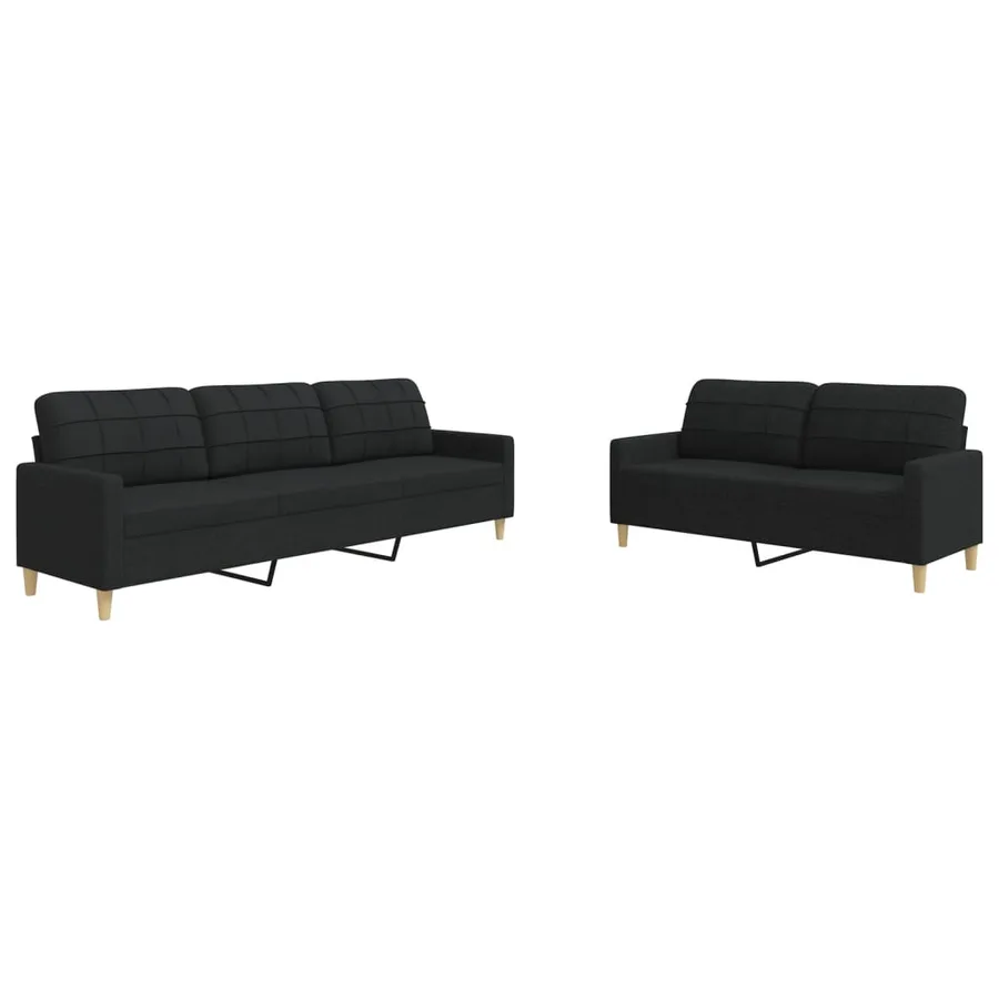 Ensemble de canapés 2 pcs noir tissu - 2