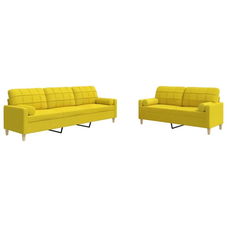 Ensemble de canapés 2 pcs coussins décoratifs jaune clair tissu - 2