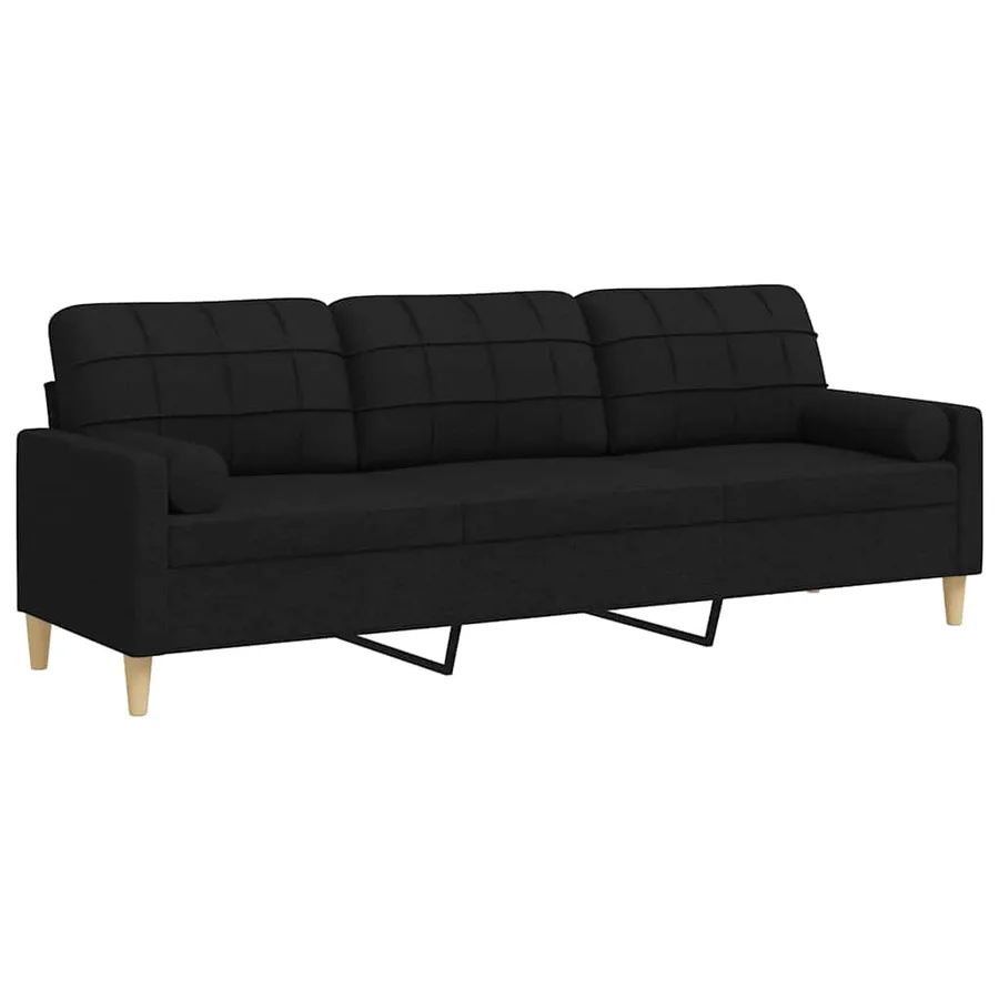 Canapé 3 places avec oreillers décoratifs noir 210 cm tissu - 2