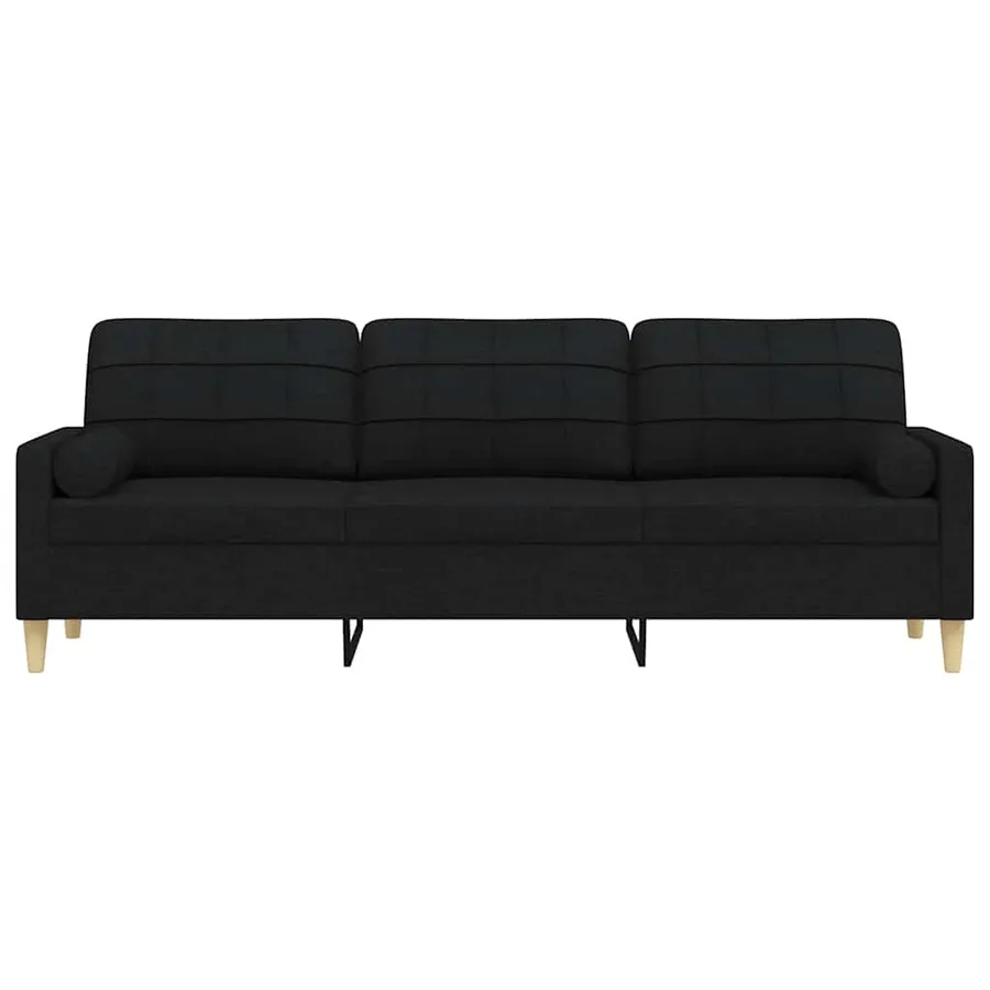 Canapé 3 places avec oreillers décoratifs noir 210 cm tissu - 3