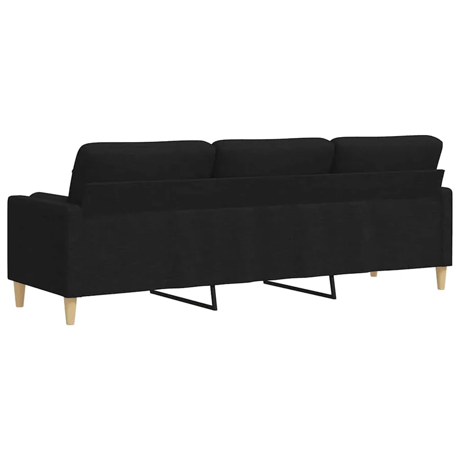 Canapé 3 places avec oreillers décoratifs noir 210 cm tissu - 5