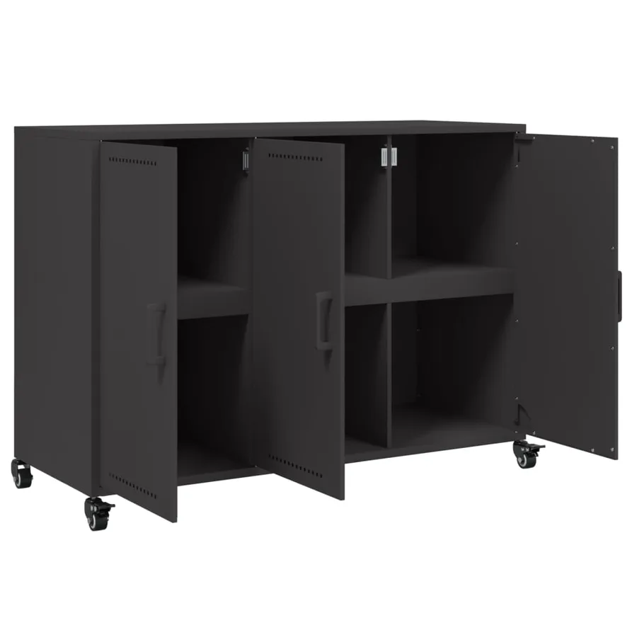 Buffet noir 100,5x39x72 cm acier - 10