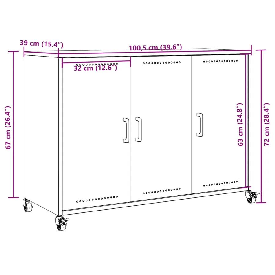 Buffet noir 100,5x39x72 cm acier - 14