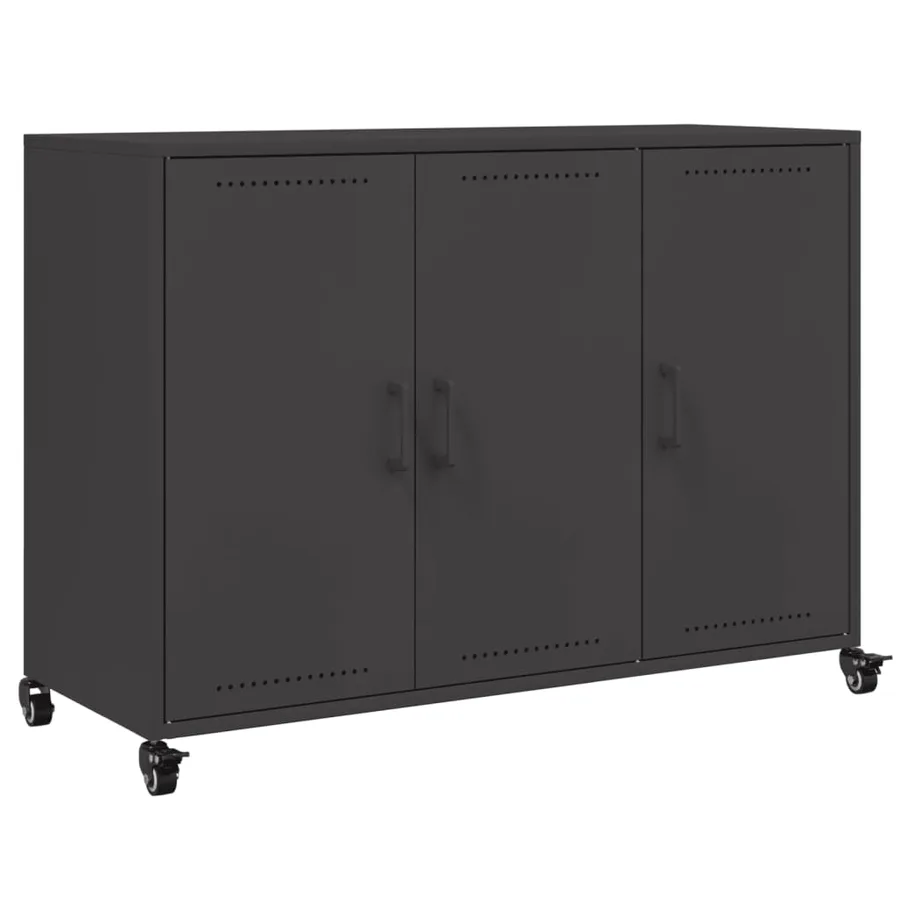 Buffet noir 100,5x39x72 cm acier - 2
