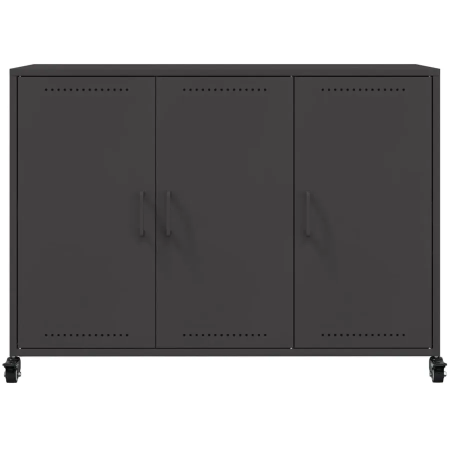 Buffet noir 100,5x39x72 cm acier - 6