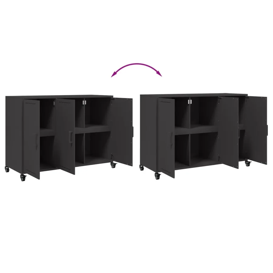 Buffet noir 100,5x39x72 cm acier - 9