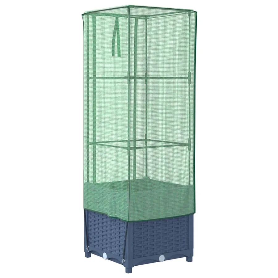 Jardinière surélevée avec housse aspect rotin 40x40x139 cm - 6