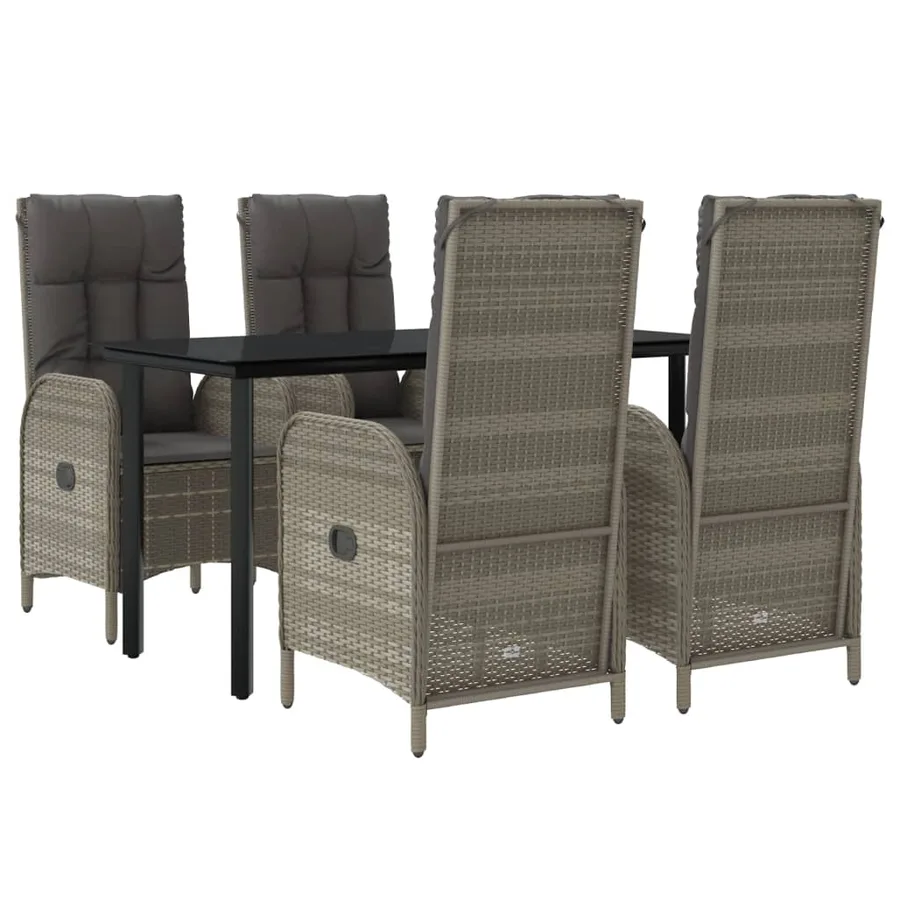 Garden dining set cushions 5 pcs black and grey - 3