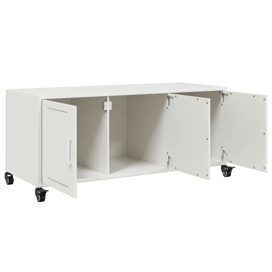 Meuble TV blanc 100,5x39x43,5 cm acier - 10