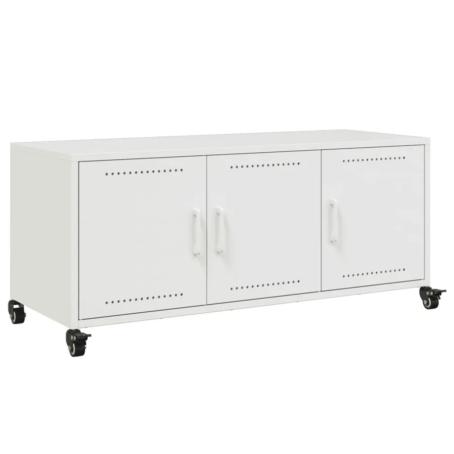 Meuble TV blanc 100,5x39x43,5 cm acier - 2