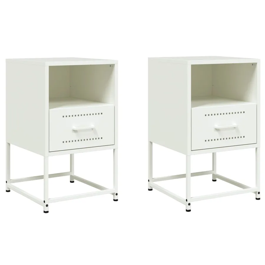 Tables de chevet 2 pcs blanc 36x39x60,5 cm acier - 2