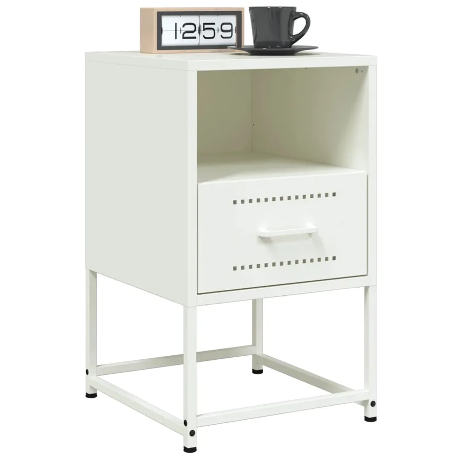 Tables de chevet 2 pcs blanc 36x39x60,5 cm acier - 3