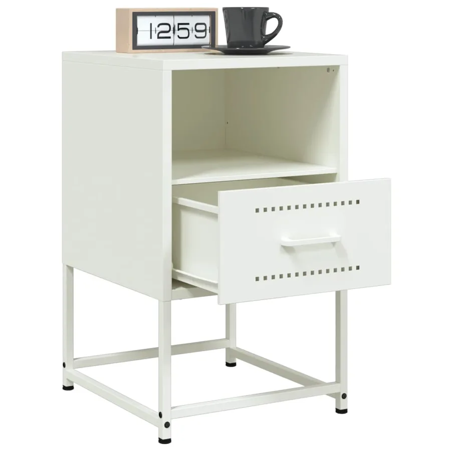 Tables de chevet 2 pcs blanc 36x39x60,5 cm acier - 4