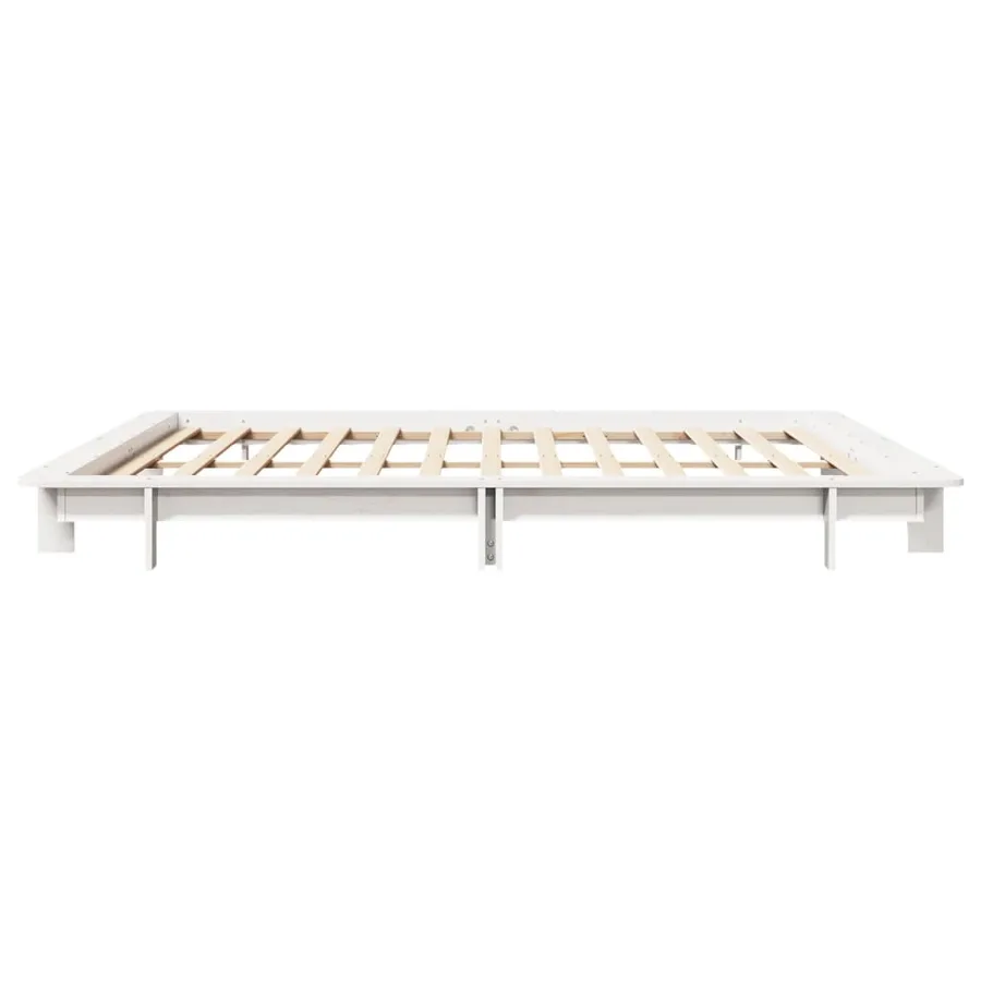 Cadre de lit sans matelas blanc 160x200 cm bois de pin massif - 5