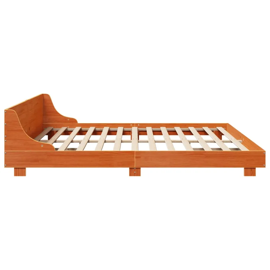 Cadre de lit sans matelas cire marron 200x200cm bois pin massif - 5