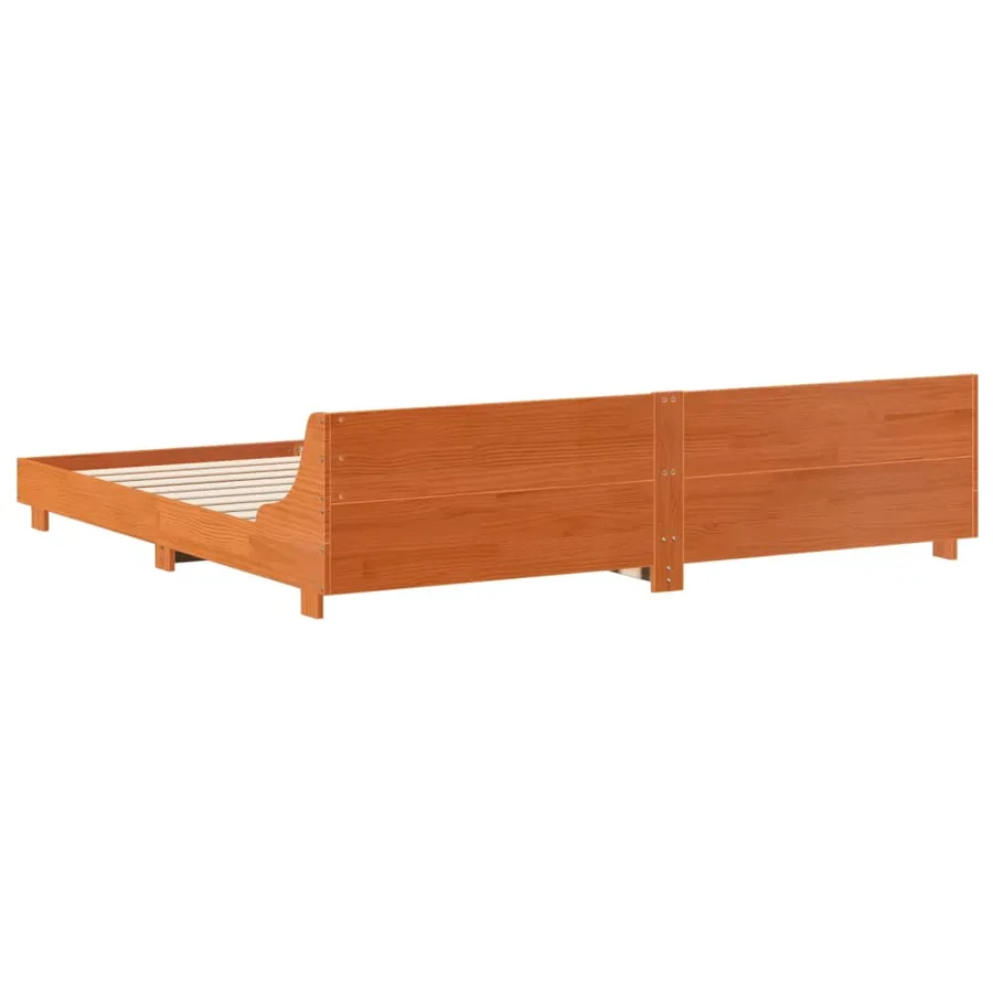 Cadre de lit sans matelas cire marron 200x200cm bois pin massif - 6