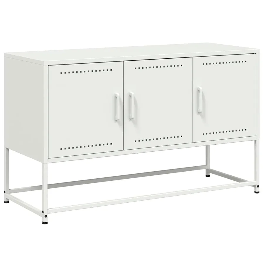 Meuble TV blanc 100,5x39x60,5 cm acier - 2