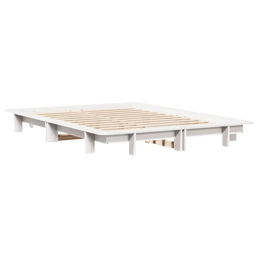 Cadre de lit sans matelas blanc 120x200 cm bois de pin massif - 3
