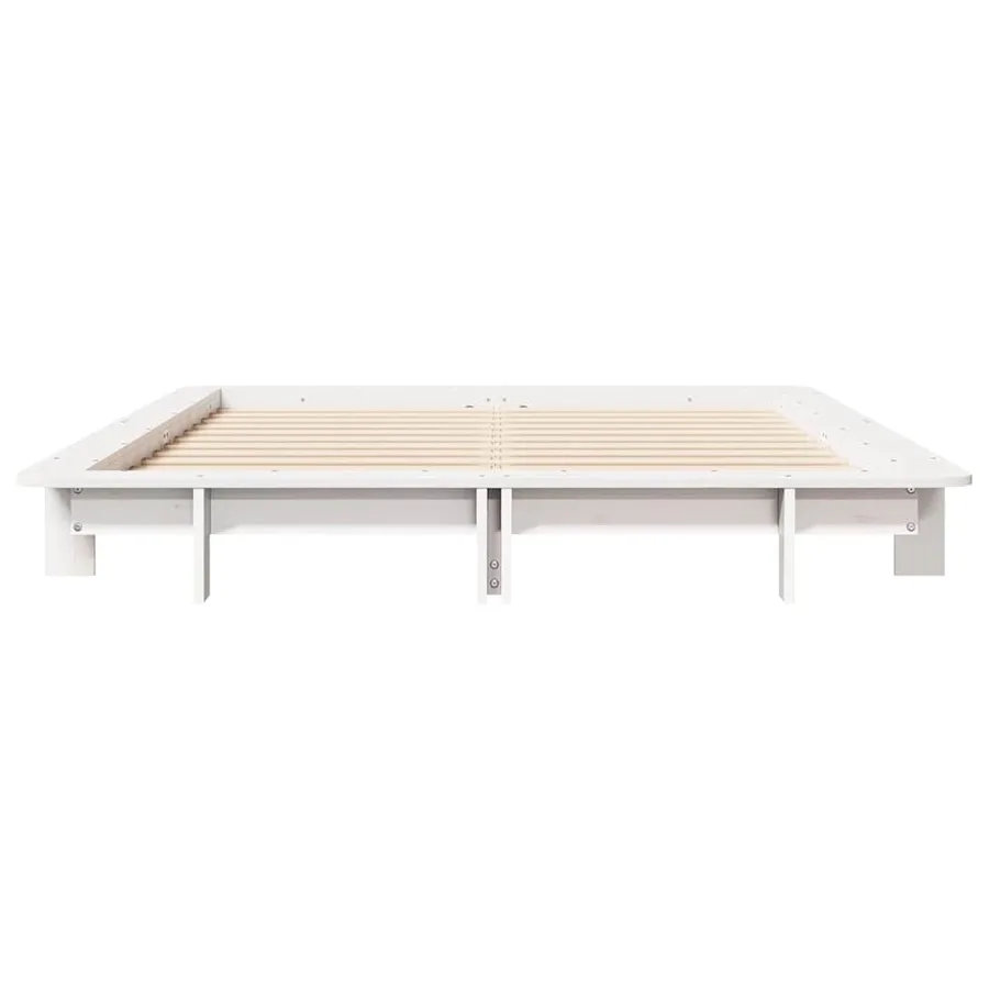 Cadre de lit sans matelas blanc 120x200 cm bois de pin massif - 4