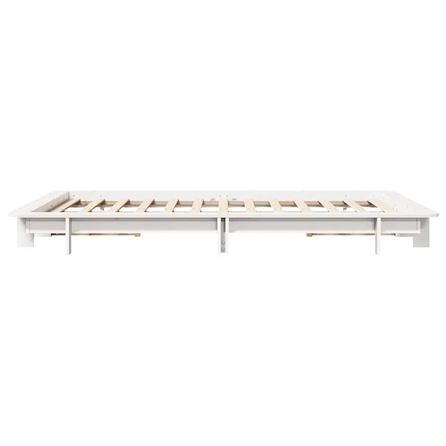 Cadre de lit sans matelas blanc 120x200 cm bois de pin massif - 5