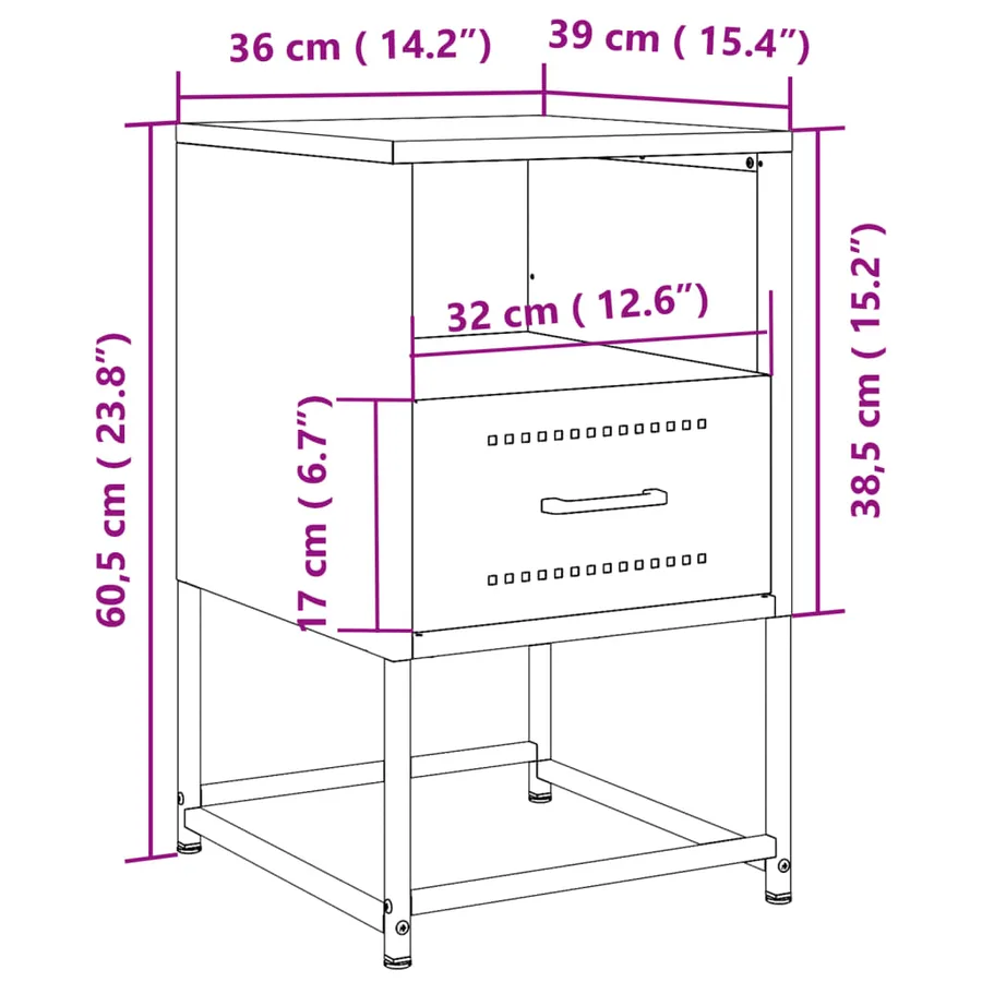 Tables de chevet 2 pcs anthracite 36x39x60,5 cm acier - 12