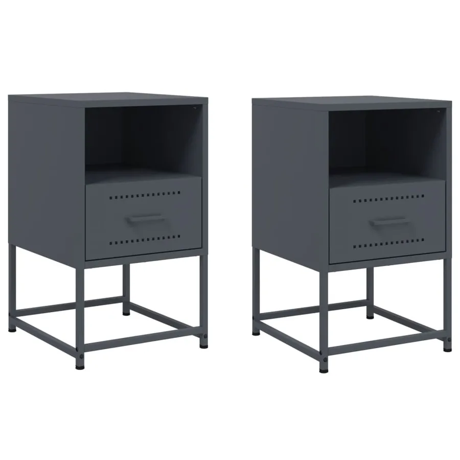 Tables de chevet 2 pcs anthracite 36x39x60,5 cm acier - 2