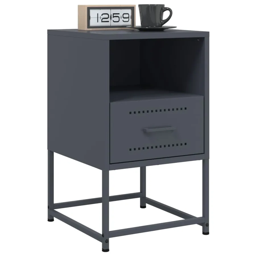 Tables de chevet 2 pcs anthracite 36x39x60,5 cm acier - 3