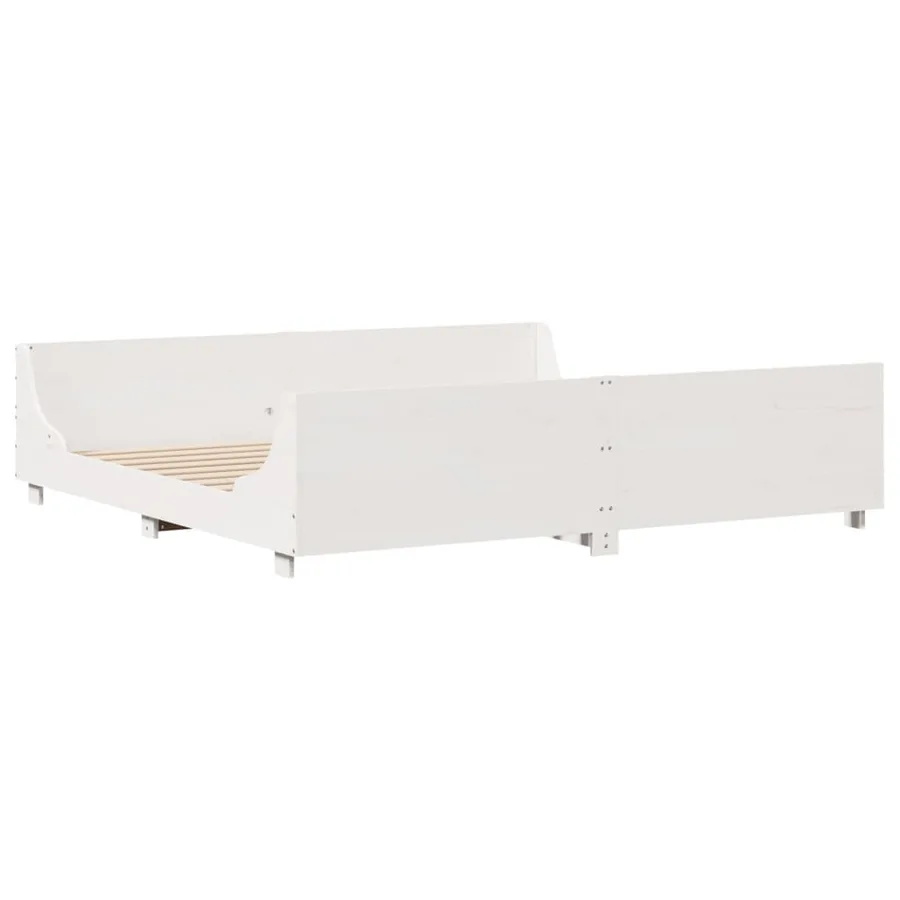Cadre de lit sans matelas blanc 180x200 cm bois massif de pin - 3