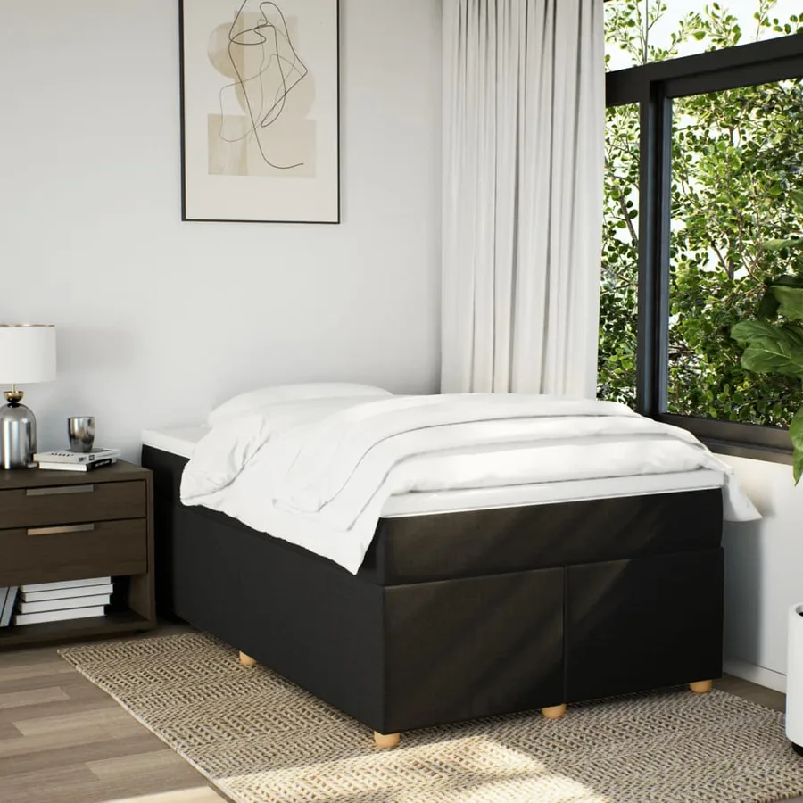 Sommier à lattes de lit avec matelas Noir 120x200 cm Tissu - 3