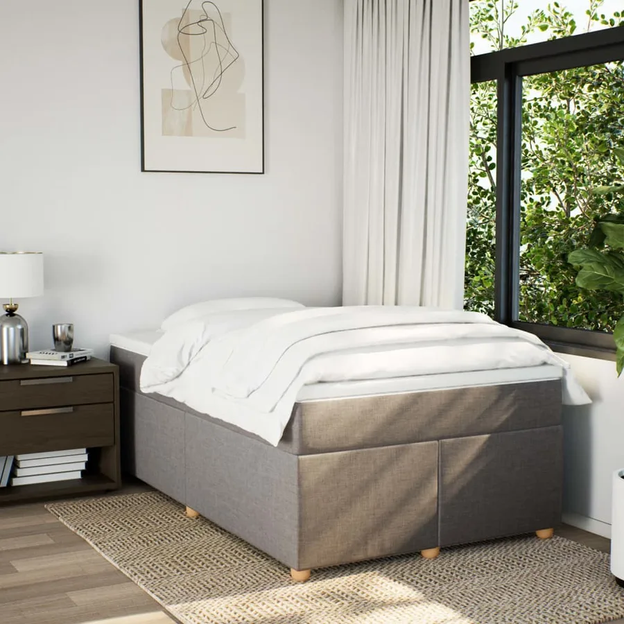 Sommier à lattes de lit avec matelas taupe 120x190 cm tissu - 3
