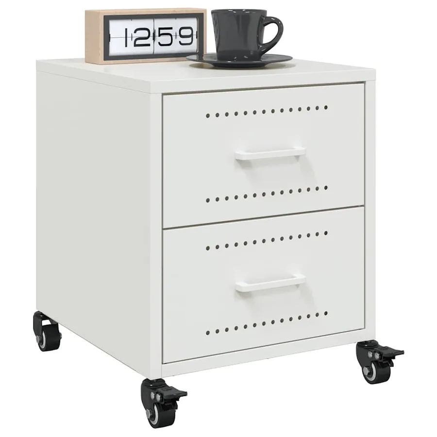 Tables de chevet 2 pcs blanc 36x39x43,5 cm acier