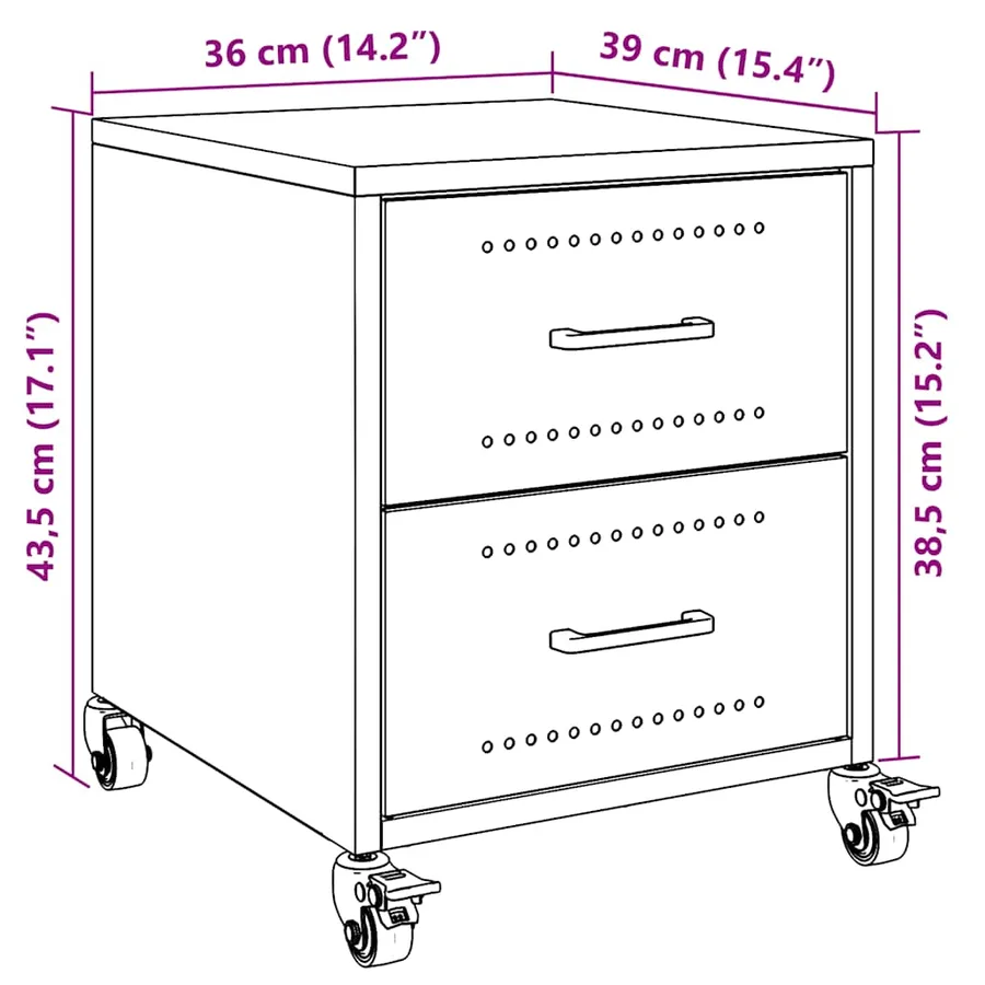 Tables de chevet 2 pcs blanc 36x39x43,5 cm acier - 12